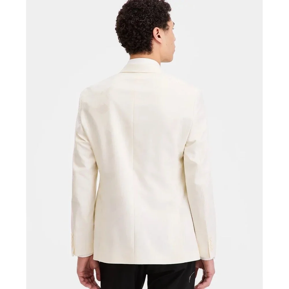 $295 NEW BAR III MENS 46R CREAM FLORAL JACQUARD TUXEDO SUIT JACKET